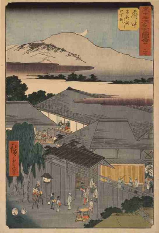 五十三次名所図会　二十　府中（竪絵東海道）