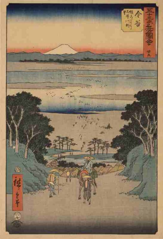 五十三次名所図会　廿五　金谷（竪絵東海道）