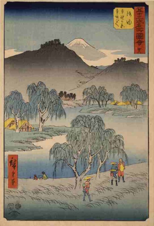 五十三次名所図会　卅六　御油（竪絵東海道）