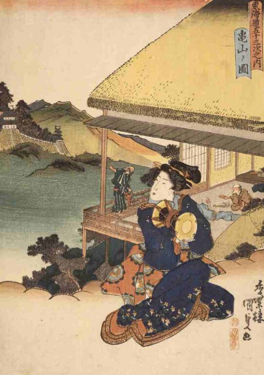 東海道五拾三次之内　亀山ノ図