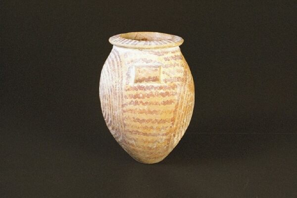 彩文双耳壺の側面 